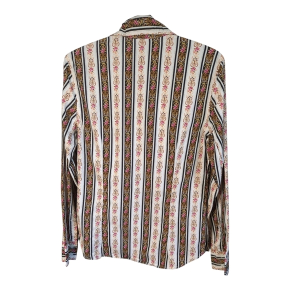 Lucky Brand Vintage 70s Fleur de Lis Pattern Button Down Shirt Size Large - Picture 2 of 9